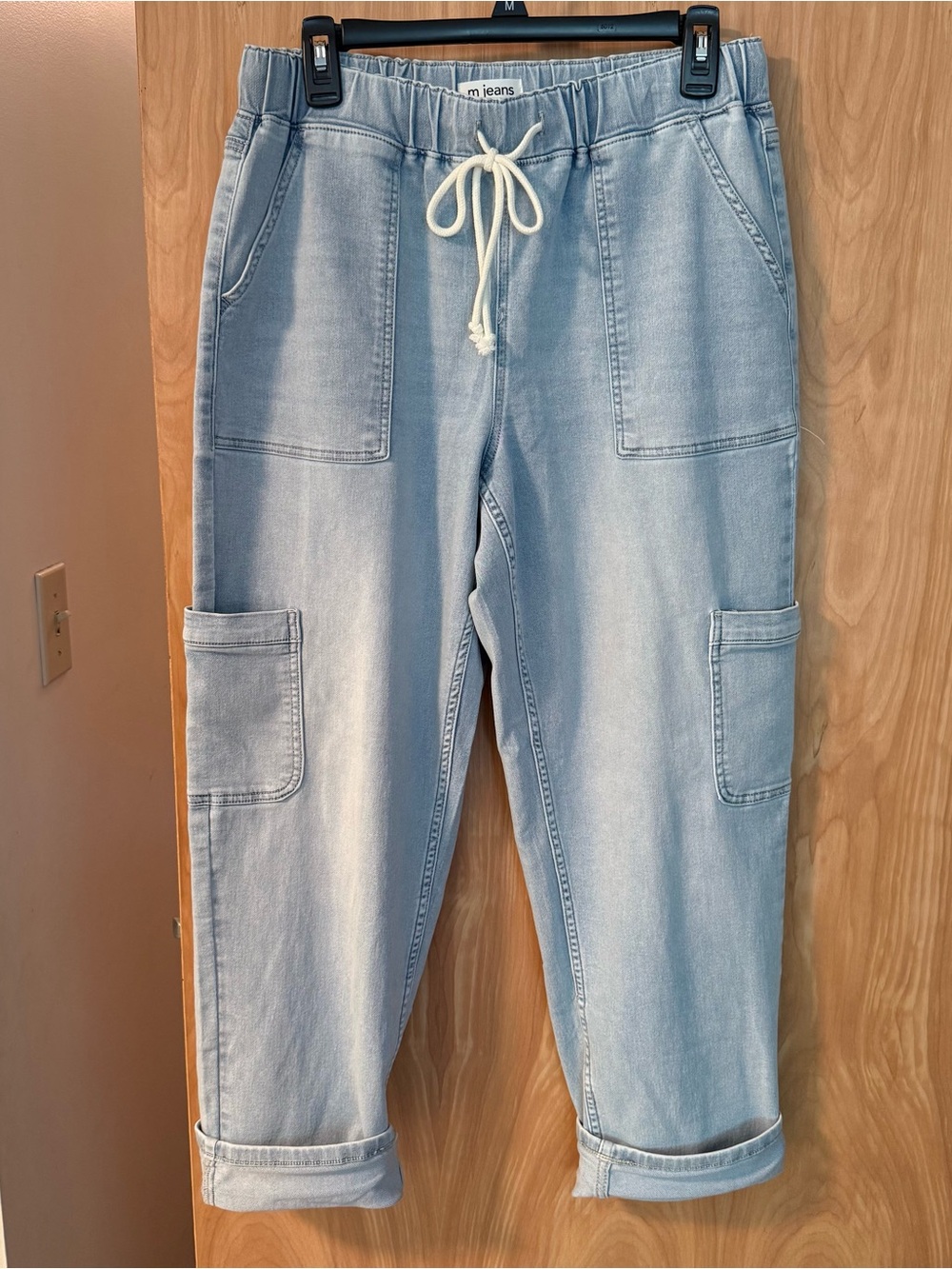 Maurices Light Blue Drawstring Denim Joggers - Picture 4 of 10